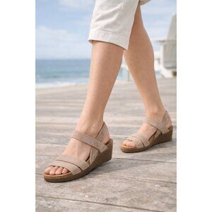 NAOT Kayla Leather Comfort Sandals Beige Taupe Cork Footbed Women EU 41 US 10